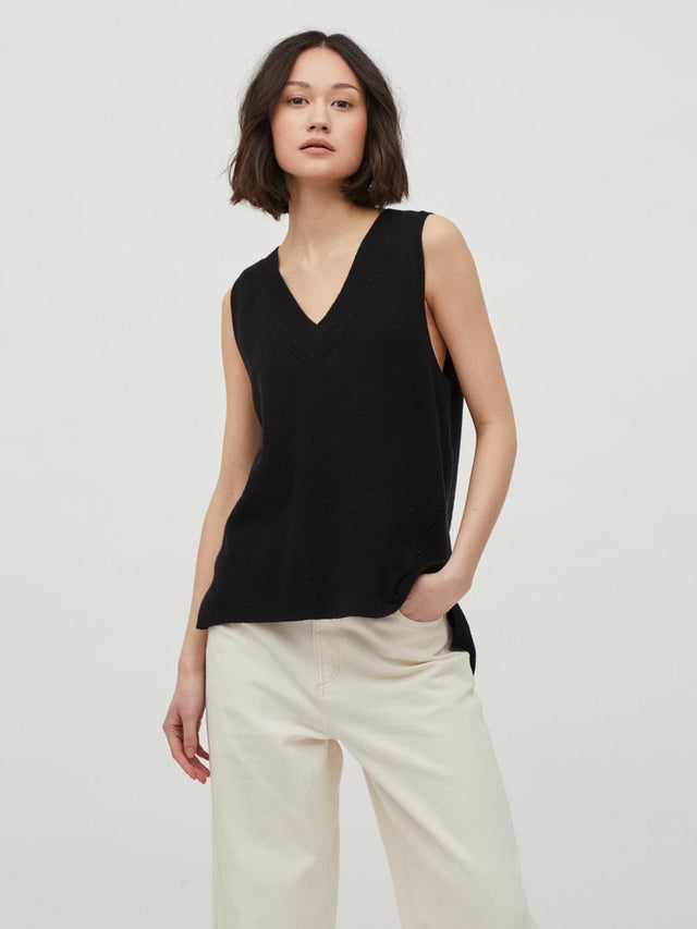 VIRIL KNIT RIB V-NECK S/L VEST - NOOS