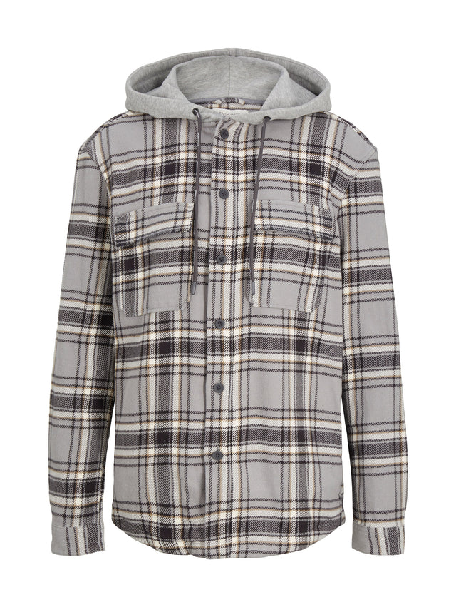 hooded checked overshirt